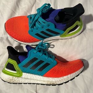 Adidas Ultraboost 20 Prineblue Youth Sneakers Vibrant Orange and Blue size 6